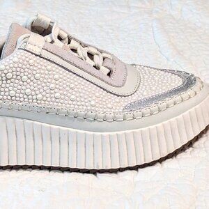 Dolce Vita Dolen Embellished Vanilla Pearl Platform Sneakers Size 8 NWOT
